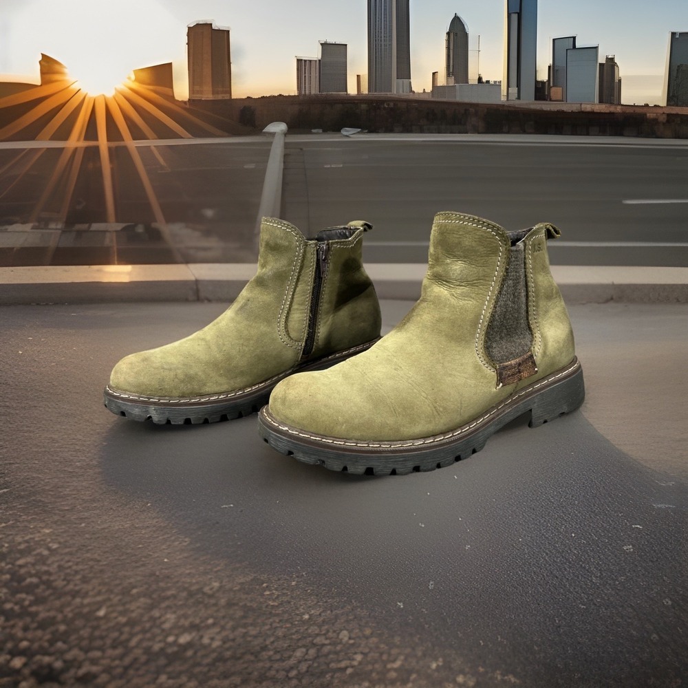 Josef Seibel Boots Olive Green Leather Marta Bootie Women EU 38 US 7-7.5